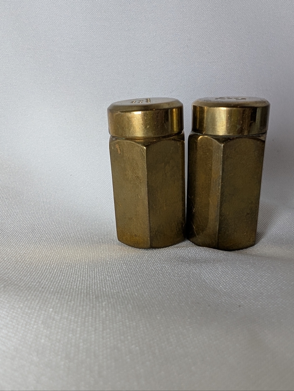 Tiny Brass Salt And Pepper Shakers